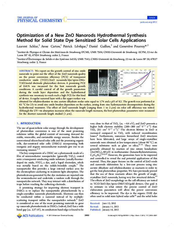 (PDF) Optimization of a New ZnO Nanorods Hydrothermal Synthesis Method ...