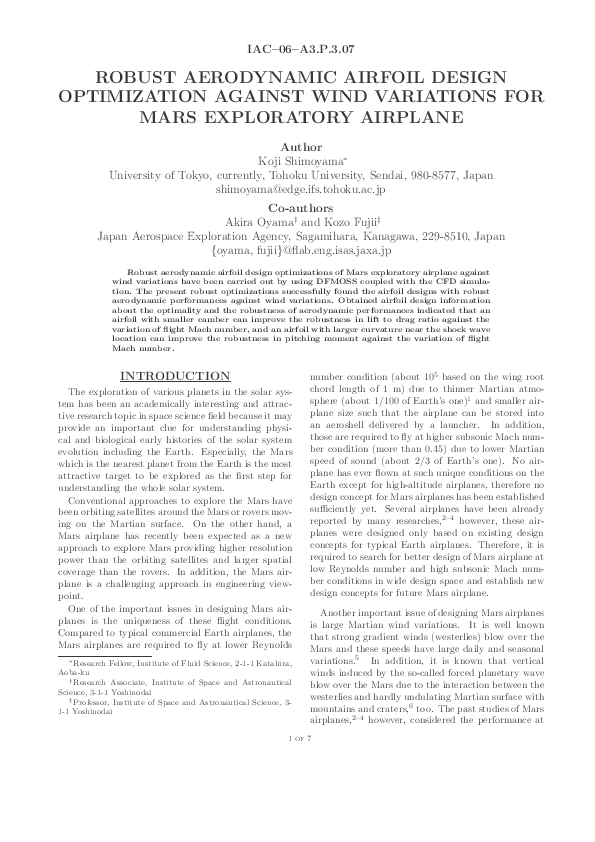 (PDF) ROBUST AERODYNAMIC AIRFOIL DESIGN OPTIMIZATION AGAINST WIND ...