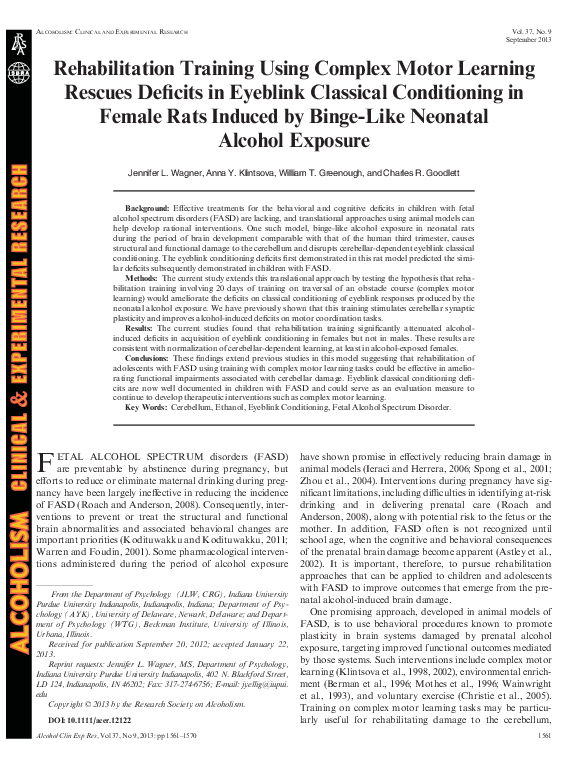 (PDF) Rehabilitation Training Using Complex Motor Learning Rescues ...