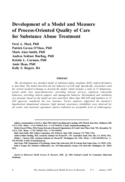 (PDF) Model for Quality of Care in Substance Abuse Treatment