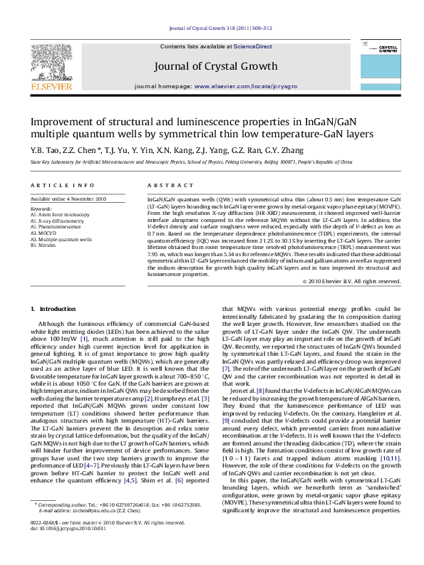 (PDF) Improvement of structural and luminescence properties in InGaN ...
