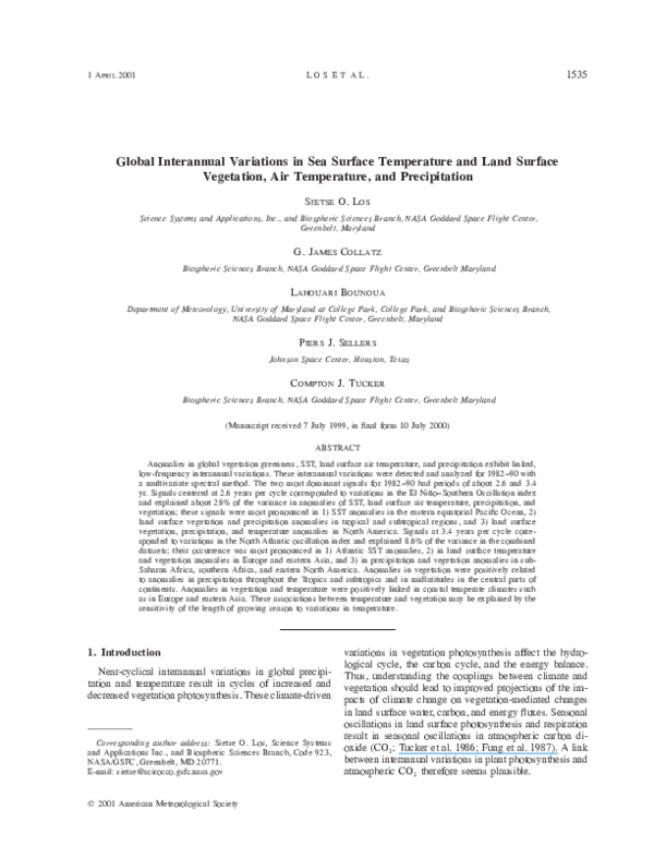 (PDF) Global Interannual Variations in Sea Surface Temperature and Land ...