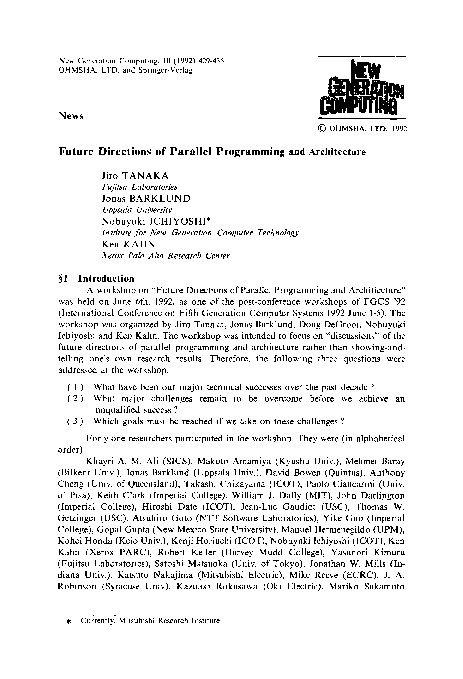 (PDF) Future Directions of Parallel Programming and Architecture