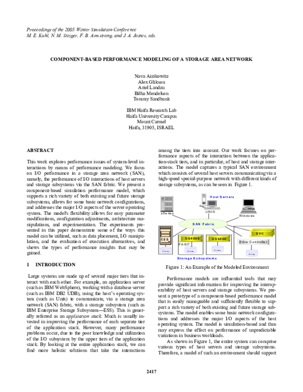 (PDF) ComponentBased Performance Modeling of a Storage Area Network Nava Aizikowitz and Alex