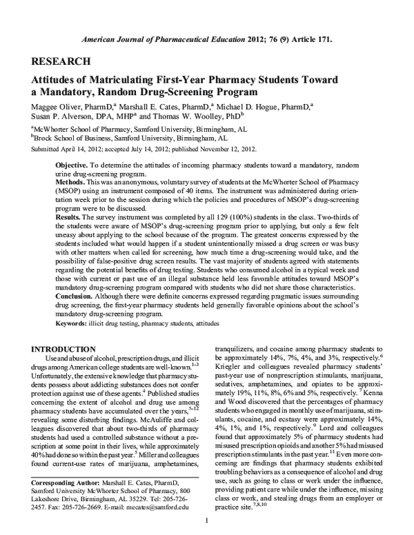 (PDF) Attitudes of Matriculating First-Year Pharmacy Students Toward a ...