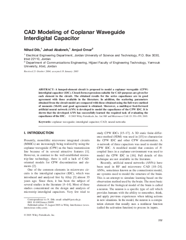 (PDF) CAD modeling of coplanar waveguide (CPW) air-bridges