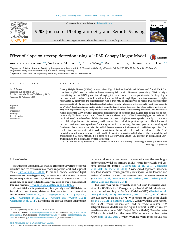 (PDF) Effect of slope on treetop detection using a LiDAR Canopy Height ...