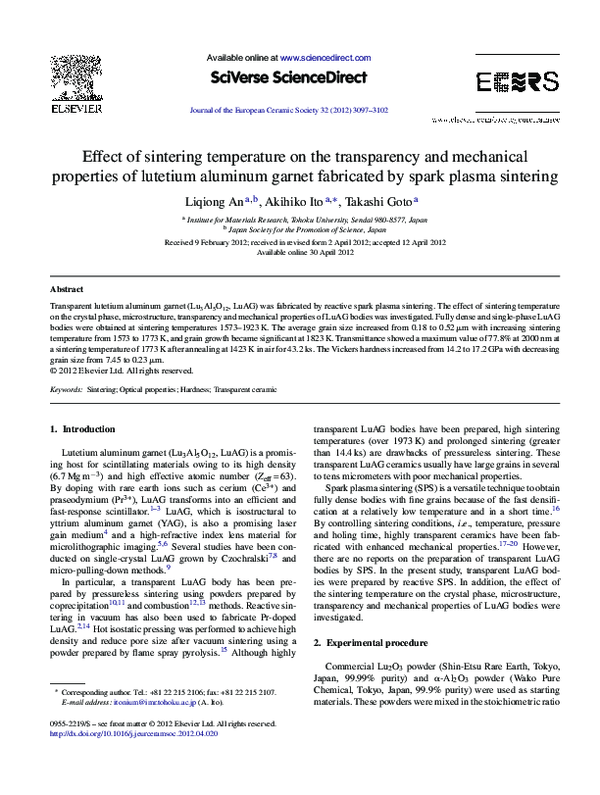 (PDF) Effect of sintering temperature on the transparency and ...