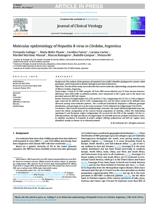 (PDF) Molecular epidemiology of hepatitis B virus in an isolated Afro ...
