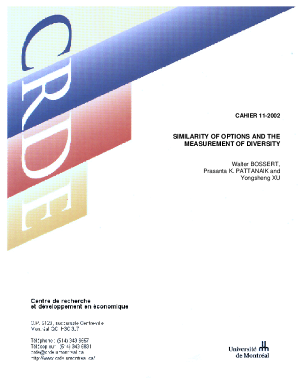  pdf similarity of options and the measurement of diversity