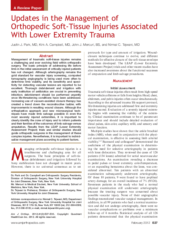 (PDF) Updates in the management of orthopedic soft-tissue injuries ...