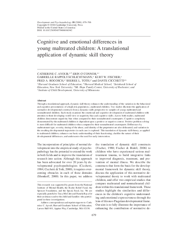 (PDF) Cognitive and emotional differences in young maltreated children ...