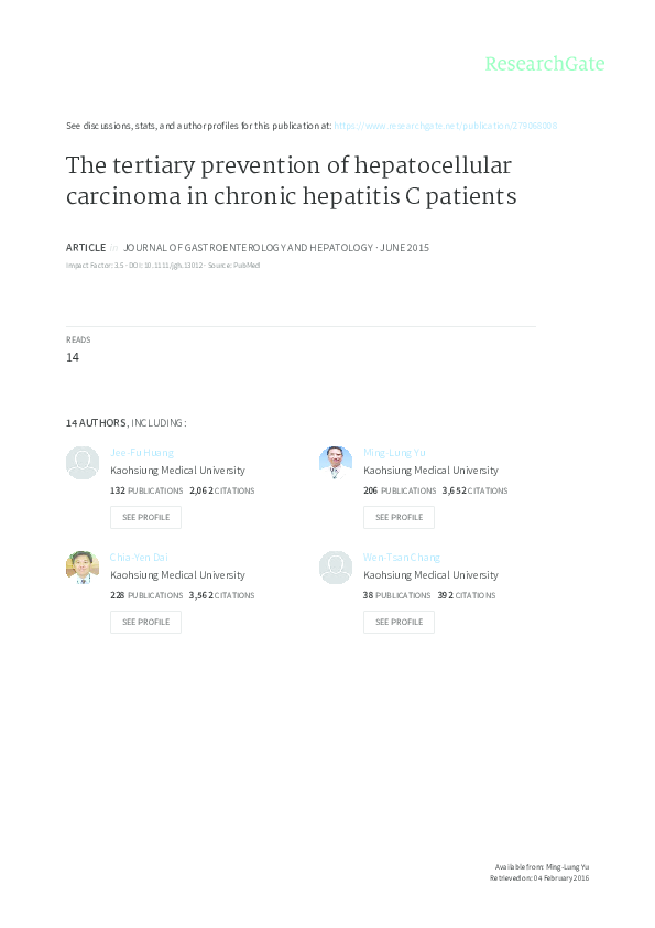 (PDF) The tertiary prevention of hepatocellular carcinoma in chronic ...