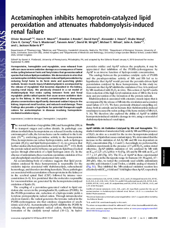 (PDF) Acetaminophen inhibits hemoproteincatalyzed lipid peroxidation