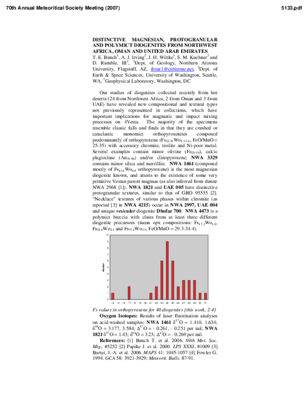 (PDF) Distinctive Magnesian, Protogranular and Polymict Diogenites from ...