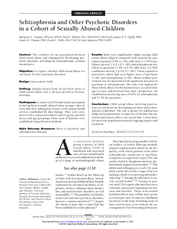 (PDF) Schizophrenia and other Psychotic Disorders in DSM-5