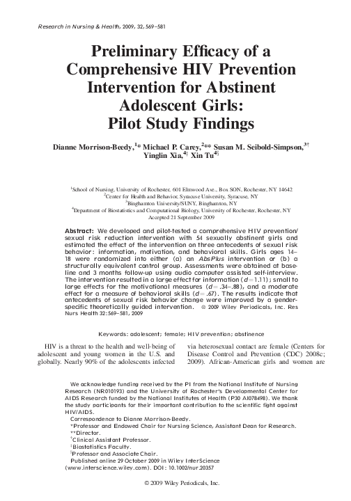 (PDF) Preliminary efficacy of a comprehensive HIV prevention ...