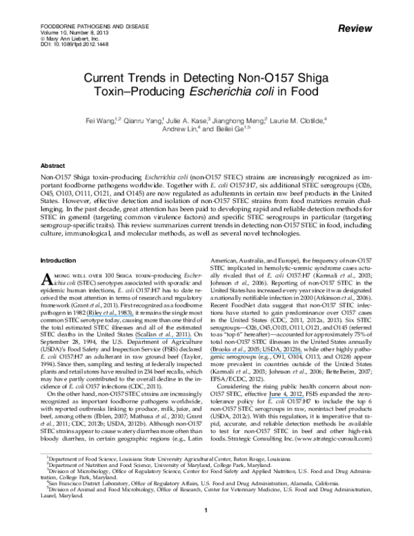 (PDF) Current Trends in Detecting Non-O157 Shiga Toxin–Producing ...