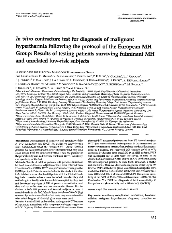 (PDF) In vitro contracture test for diagnosis of malignant hyperthermia ...