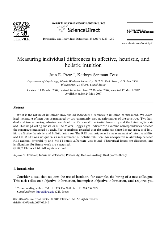 (PDF) Measuring individual differences in affective, heuristic, and ...