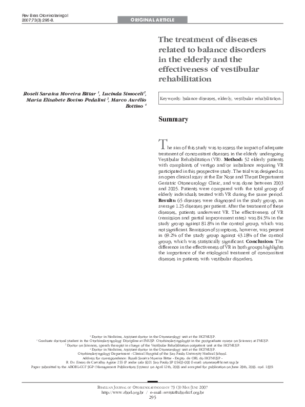 (PDF) The treatment of diseases related to balance disorders in the ...