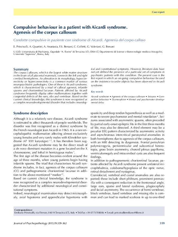 agenesia del corpo calloso causes
