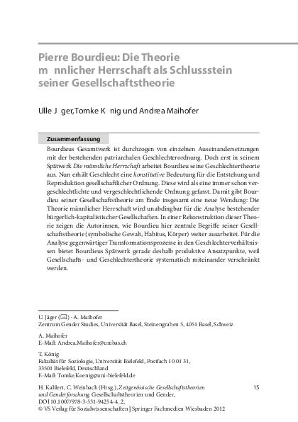Bourdieu Die Männliche Herrschaft (PDF) Pierre Bourdieu: Die Theorie männlicher Herrschaft als