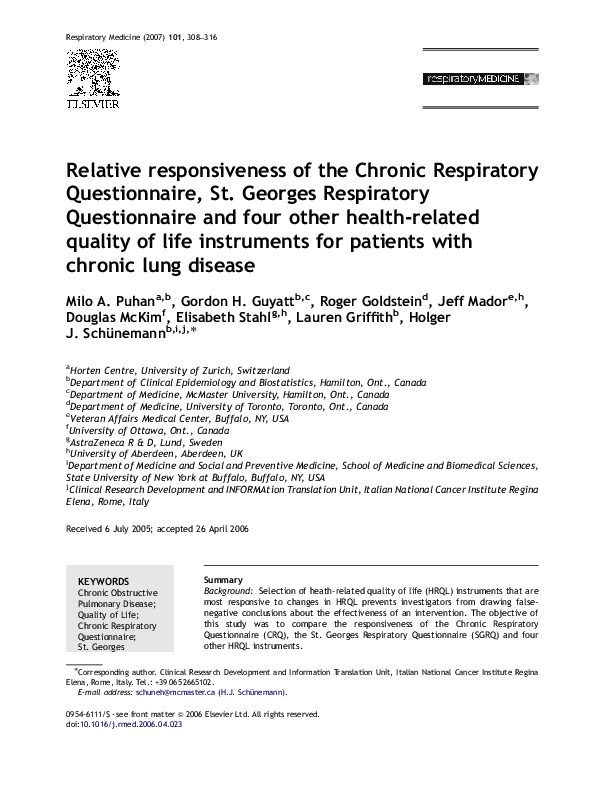 (PDF) Relative responsiveness of the Chronic Respiratory Questionnaire ...