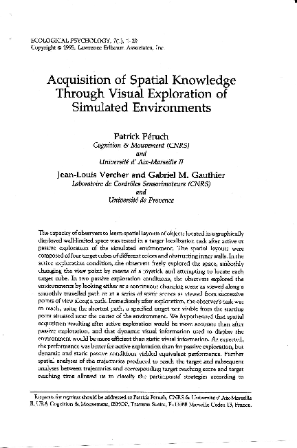 (PDF) Acquisition of Spatial Knowledge Through Visual Exploration of ...