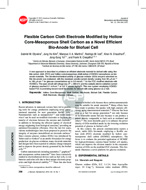 (PDF) Flexible Carbon Cloth Electrode Modified by Hollow Core ...