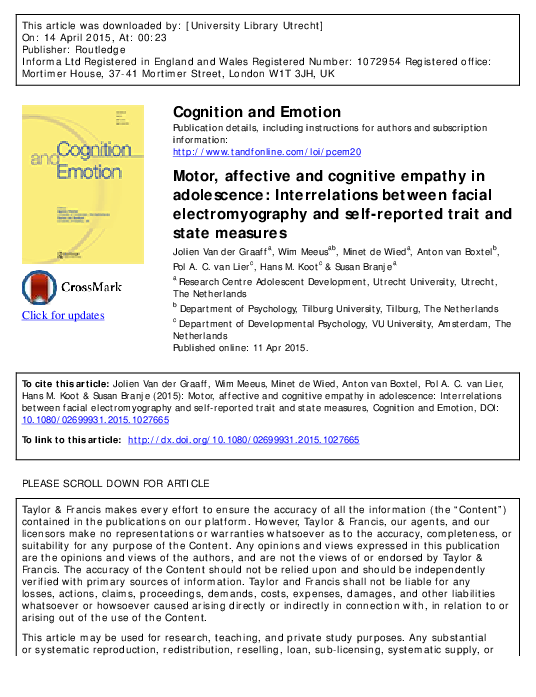 (PDF) Motor, affective and cognitive empathy in adolescence ...
