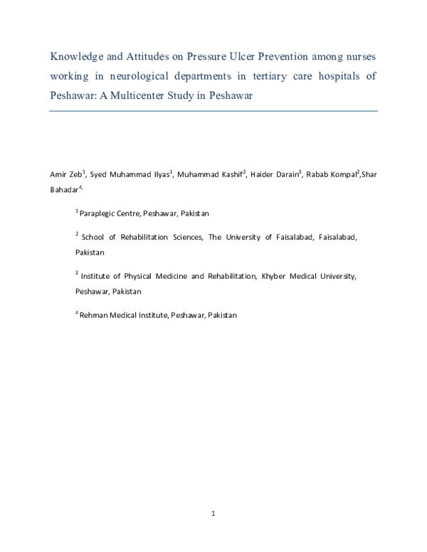 (PDF) Knowledge and Attitudes on Pressure Ulcer Prevention among nurses ...