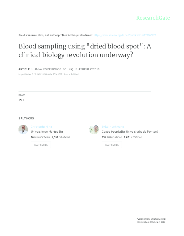 (PDF) Blood sampling using 