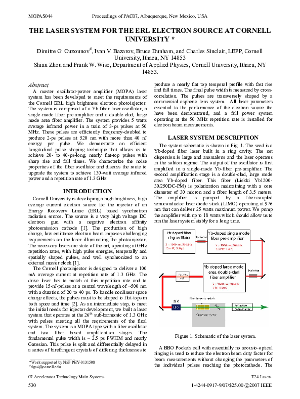 (PDF) The laser system for the ERL electron source at Cornell University
