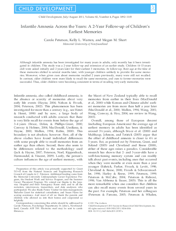 Childhood amnesia image