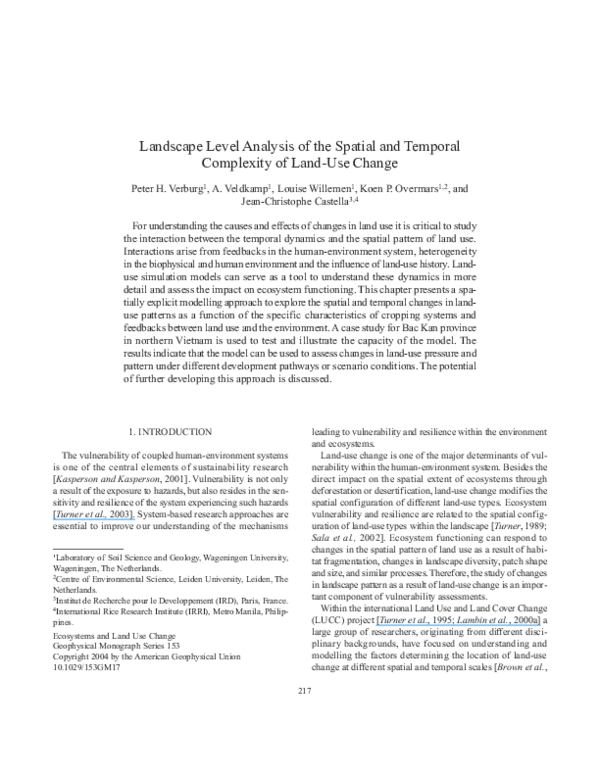 (PDF) Landscape level analysis of the spatial and temporal complexity ...