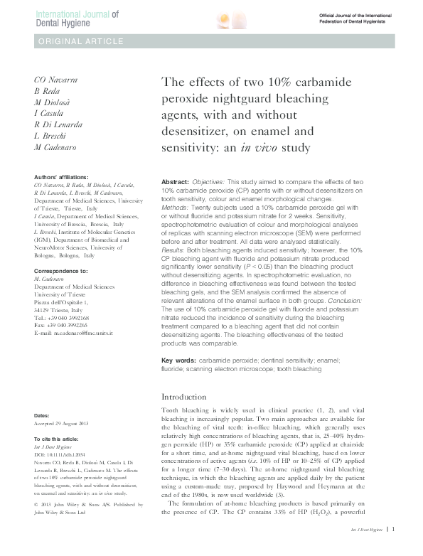 (PDF) Effectiveness of a desensitizing agent before inoffice tooth