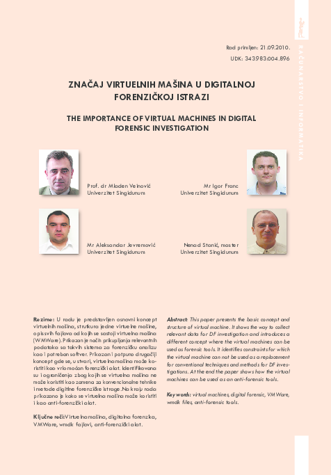 First page of “THE IMPORTANCE OF VIRTUAL MACHINES IN DIGITAL FORENSIC INVESTIGATION”