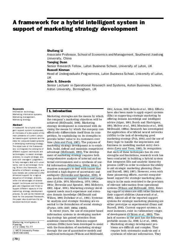 (PDF) A framework for a hybrid intelligent system in support of ...
