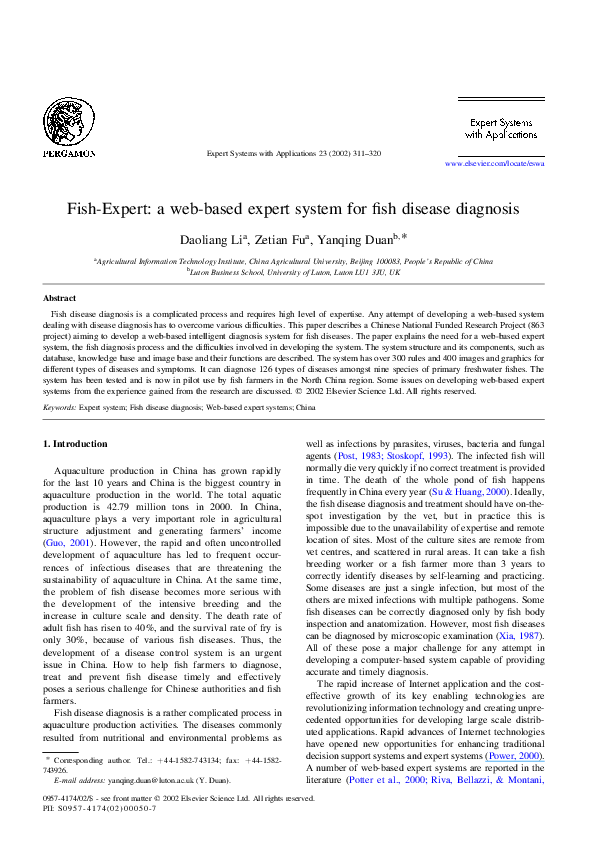 (PDF) Fish-Expert: a web-based expert system for fish disease diagnosis