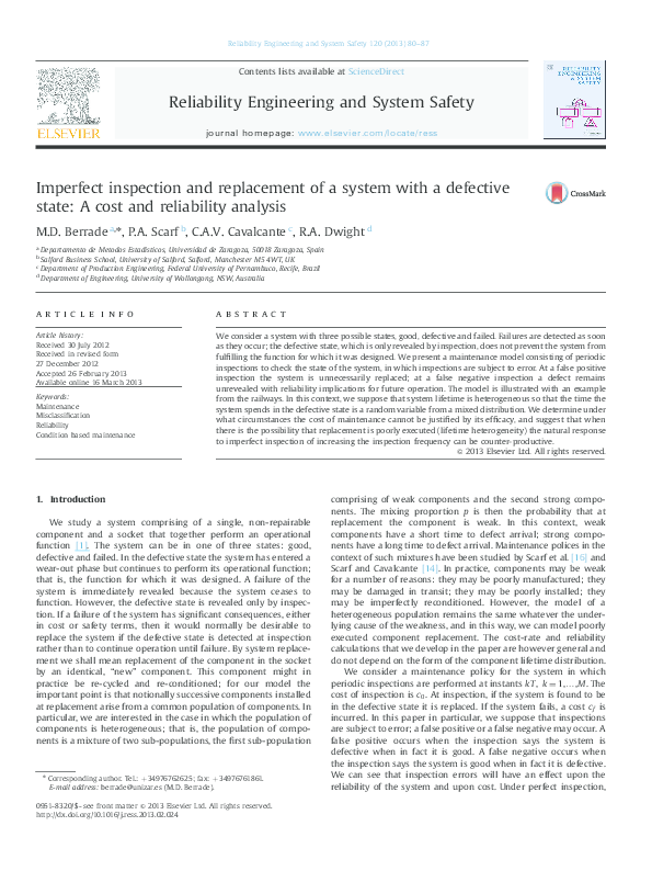 (PDF) Imperfect inspection and replacement of a system with a defective ...