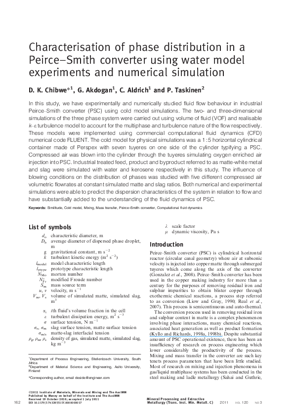 (PDF) Characterisation of phase distribution in a Peirce–Smith ...