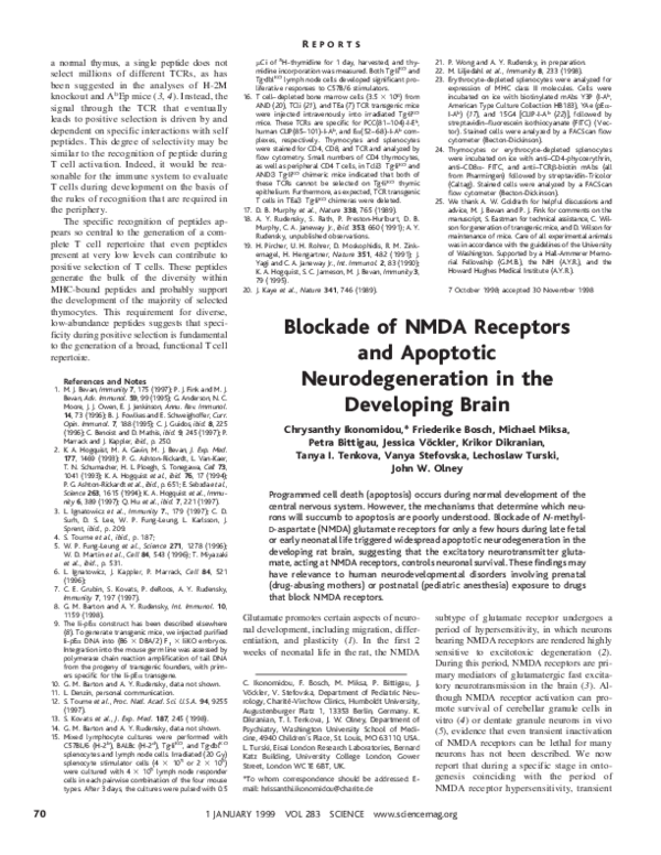 (PDF) Blockade of NMDA Receptors and Apoptotic Neurodegeneration in the ...