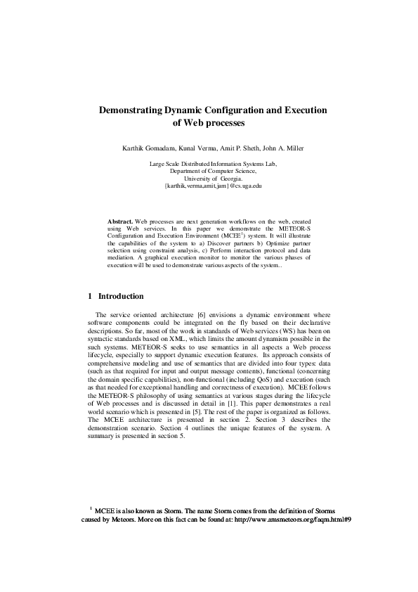 (PDF) Demonstrating Dynamic Configuration and Execution of Web Processes