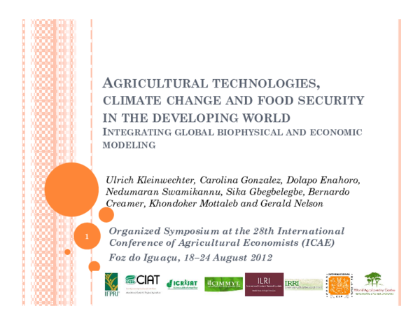 (PDF) Agricultural technologies, climate change and food security in ...