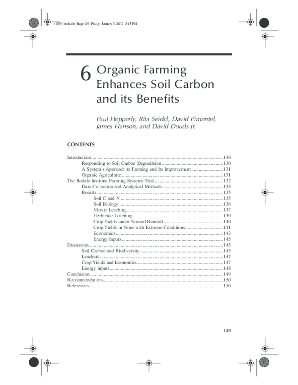 (PDF) Organic Farming Enhances Soil Carbon and Its Benefits