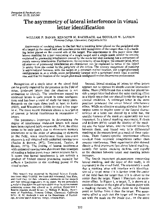 (PDF) The asymmetry of lateral interference in visual letter identification