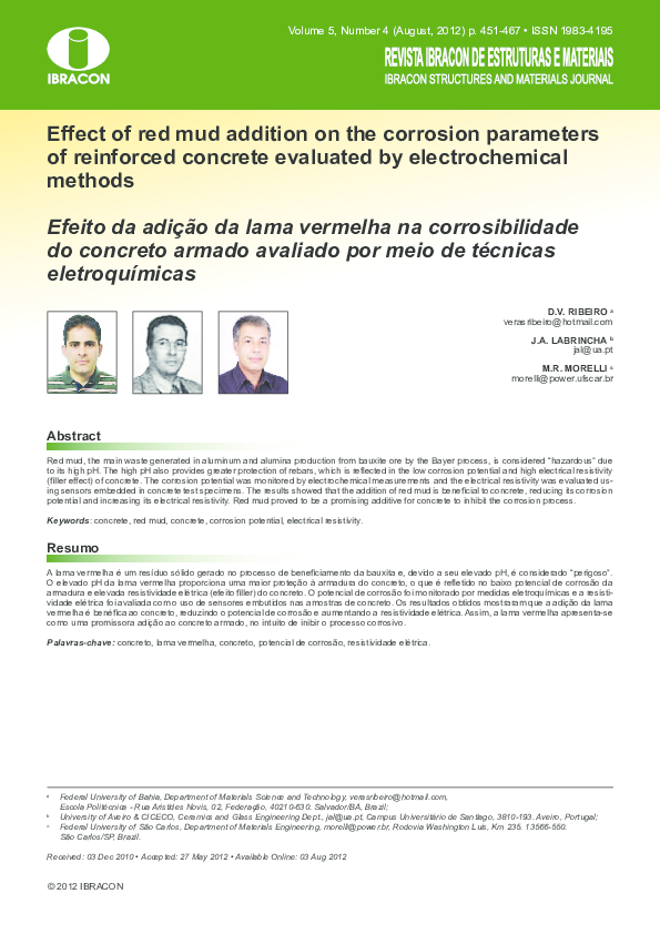 (PDF) Effect of red mud addition on the corrosion parameters of ...