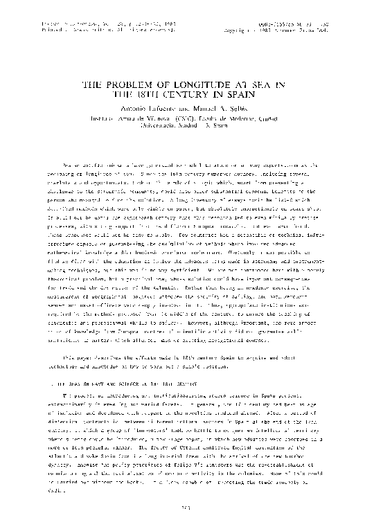 The problem of longitude at sea en the 18th Century Spain