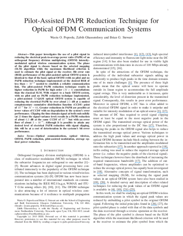 (PDF) Pilot-Assisted PAPR Reduction Technique for Optical OFDM ...